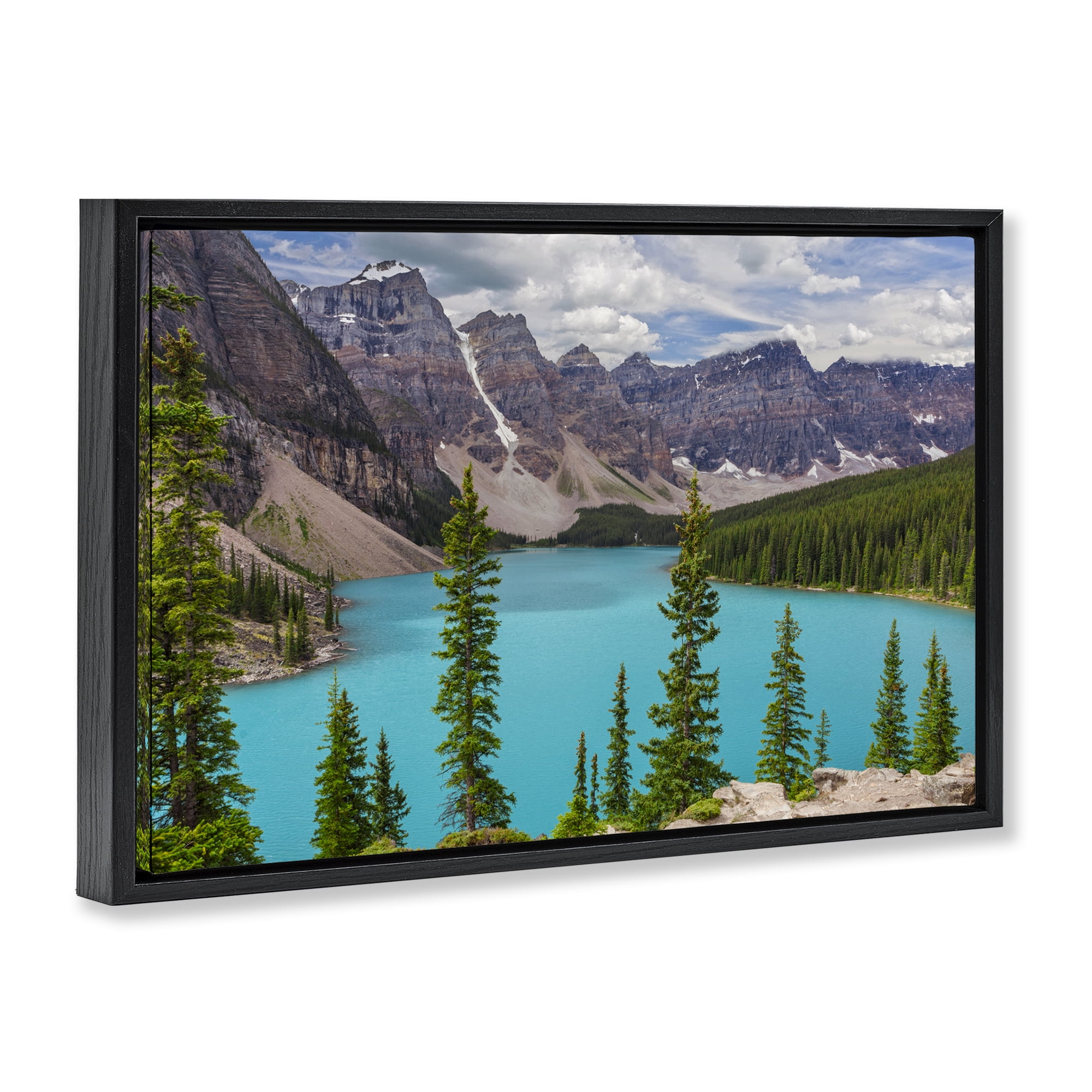 Stupell Industries Vivid Blue Valley Pond Landscape & Nature Photography Black Floater Framed Canvas Art Print Wall Art, 31 x 21