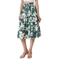 thumbnail image 4 of INSPIRE CHIC Floral Midi Skirt for Women's Summer Elastic Waist Dressy Casual A-line Boho Skirts M Green, 4 of 6