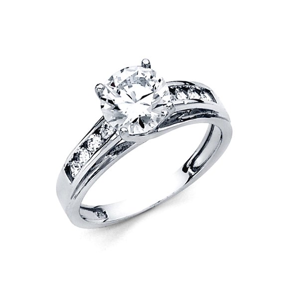 14k White Gold Cubic Zirconia Engagement Ring Size 5 Engagement Ring for Women - 2.9 Grams