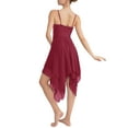 thumbnail image 2 of Miaeowve Women's Lyrical Dance Dresses Asymmetric Chiffon Cami Skirted Leotard Ballet Dress Skating Dancewear A Wine_Red S, 2 of 7