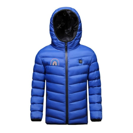 

DOSUKRAI Boys Girls Heated Puffer with 3 Adjustable Temperature Electric USB Rechargeable Winter Zipped Hooded Cute Print Thermal Heating Windproof Lightning Deals of Today Blue 8 Years