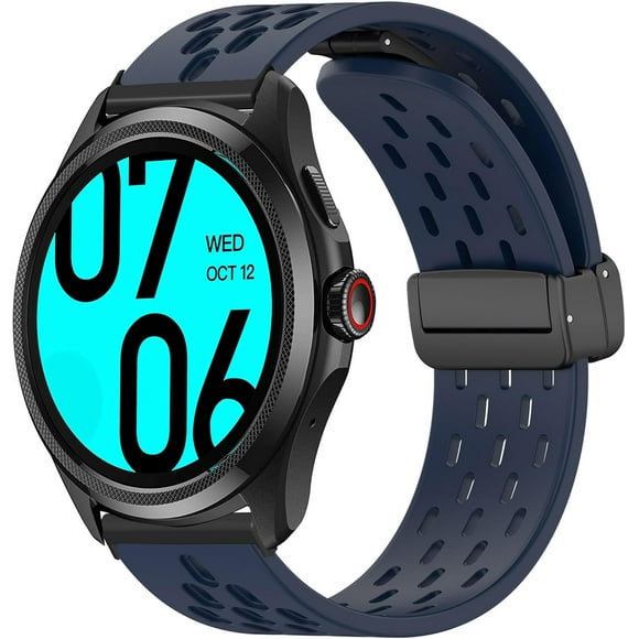 AIR-Compatible with Ticwatch Pro 5 Smartwatch Bands, 24mm Breathable Soft Silicone Magnetic Butterfly Clousure Sport Replacemet Band Straps Compatible with Ticwatch Pro 5 Android Smartwatch