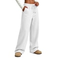thumbnail image 6 of Women Fleece Lined Wide Leg Sweatpants Sevevn Elastic Drawstring High Waist Relaxed Fit Trousers With Side Pockets,For Home Relaxation Outdoor Strolls And Casual Street Wear, 6 of 9
