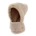 thumbnail image 2 of QQAMB Winter Knitted Hooded Hat Women Warm Thicken Fleece Lined Balaclava Hats Soft Pompom Faux Fur Scarf Mask Snow Caps, 2 of 2