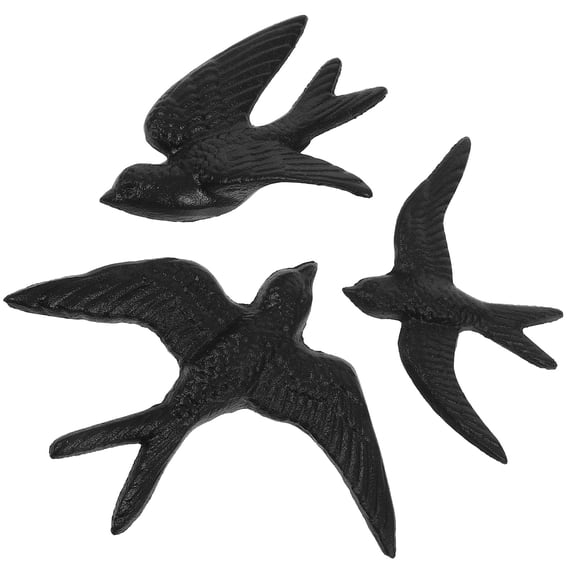 Niceauty 3pcs Bird Figurines Home Decor Cast Iron Wall Decoration for Adults