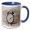 Blue/White, variant on 3drose, Image of Watercolor Blue Alarm Clock Art, 11oz Two-tone Red Mug