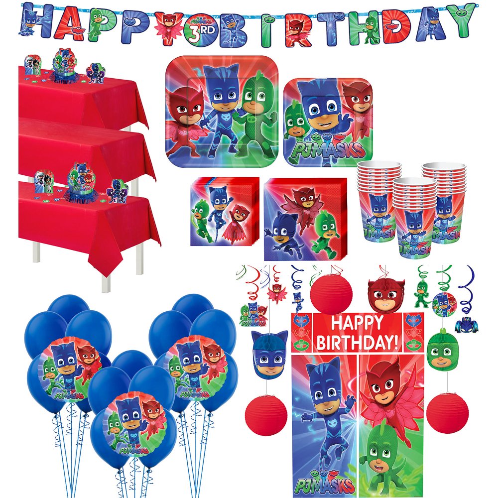 Party City PJ Masks Tableware Party Kit and Supplies, Includes Table