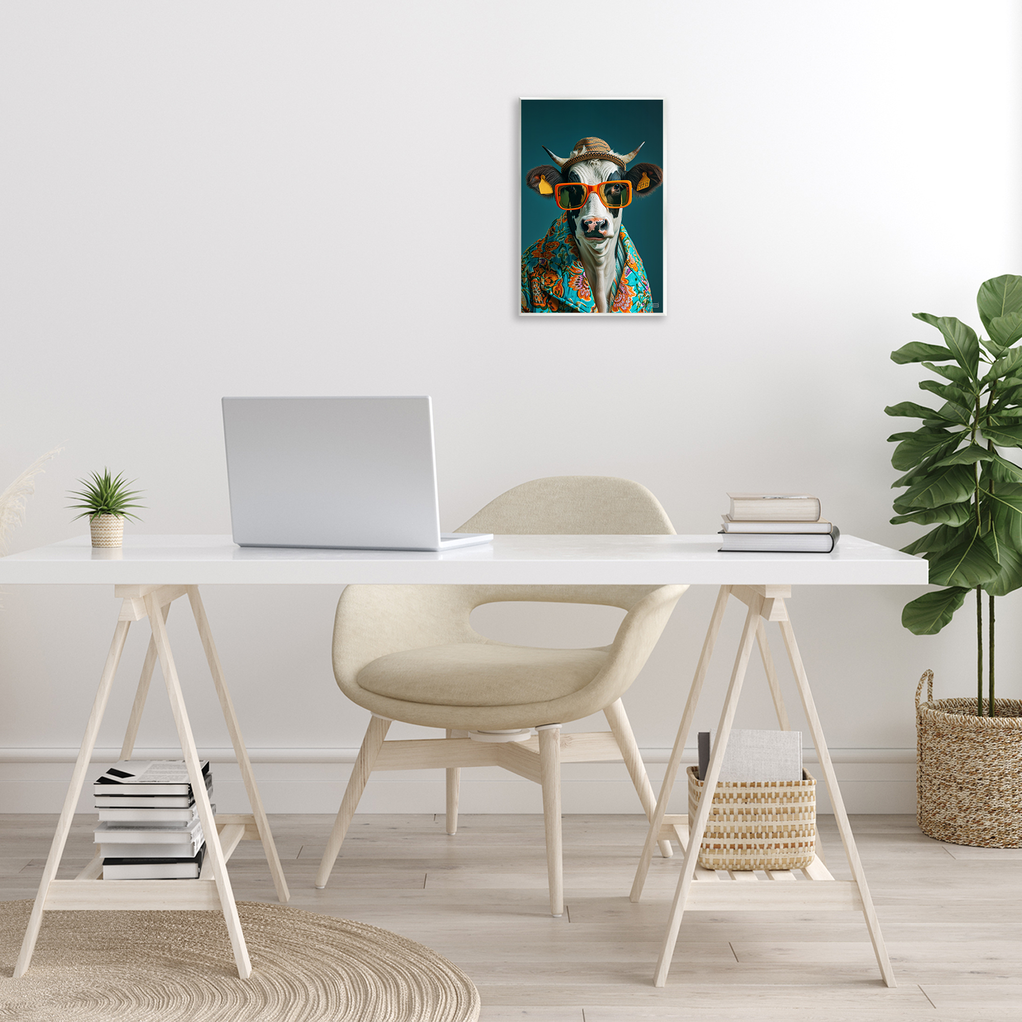 Stupell Industries Cool Trendy Cow Animals & Insects Painting Unframed Art Print Wall Art, 10 x 15