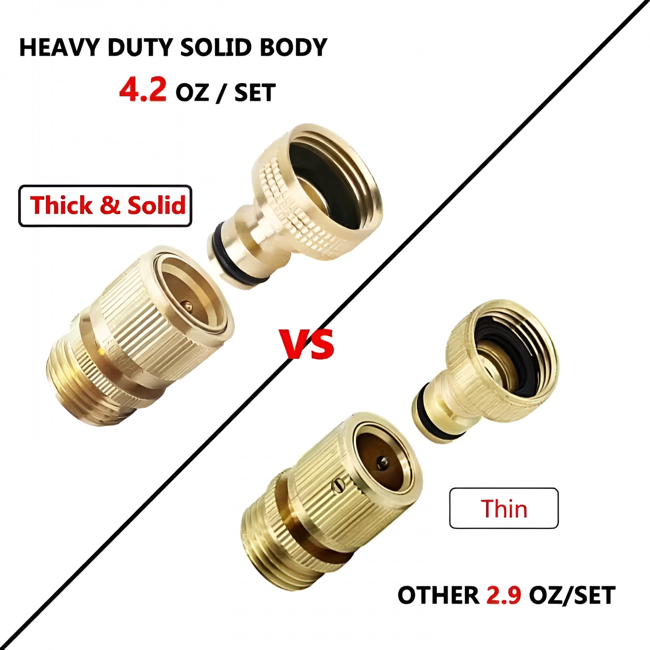 ZHZFKQ Male Garden Hose Quick Connect Solid Brass Quick Connector Garden Hose Fitting Water Hose Connectors 3/4 inch GHT (4 Female+ 4Male)