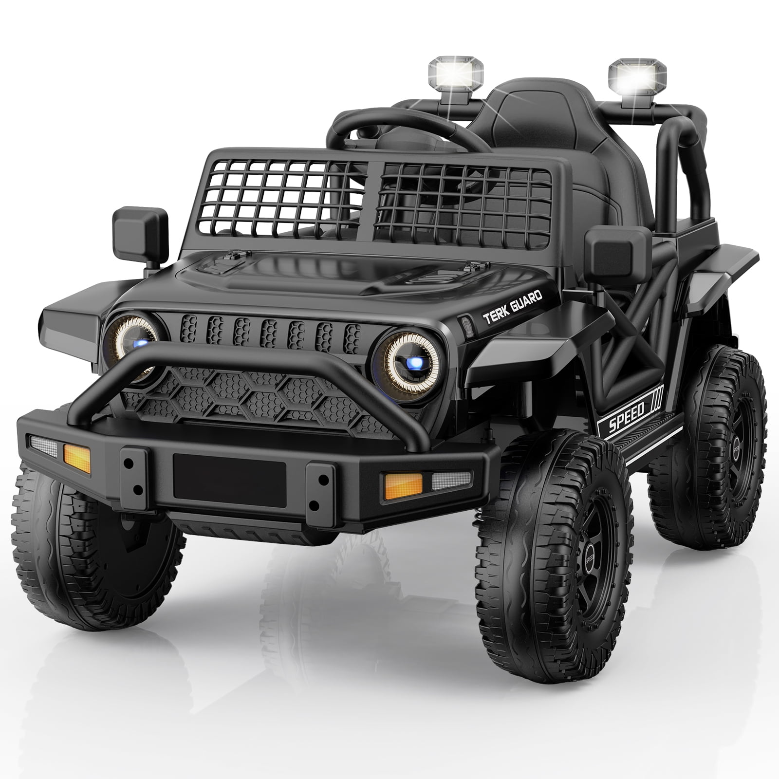 YunTopKids 12V Ride On Cars Toys for Kids,Power Car Wheels with Parent Remote Control,Bluetooth Music,LED Lights,Black