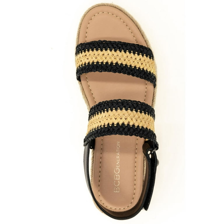 BCBGeneration Womens Fantasa Woven Ankle Strap Flat Sandals