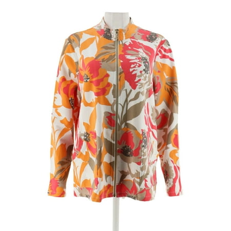 Zip Front French Terry Jacket - Susan Graver Weekend Printed French Terry Zip Front Jacket A277835
