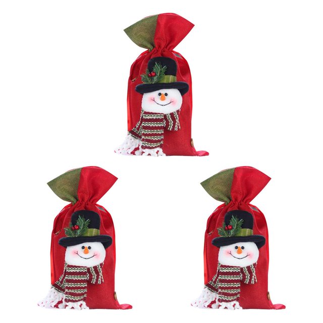 Monstrate Bolsa de regalo pequeña de Navidad Reno Muñeco de nieve Papá Noel Cordón Bolsa de galletas de caramelo Bolsa de regalo de decoración de Type3 NO3 Monstrate CBP041300