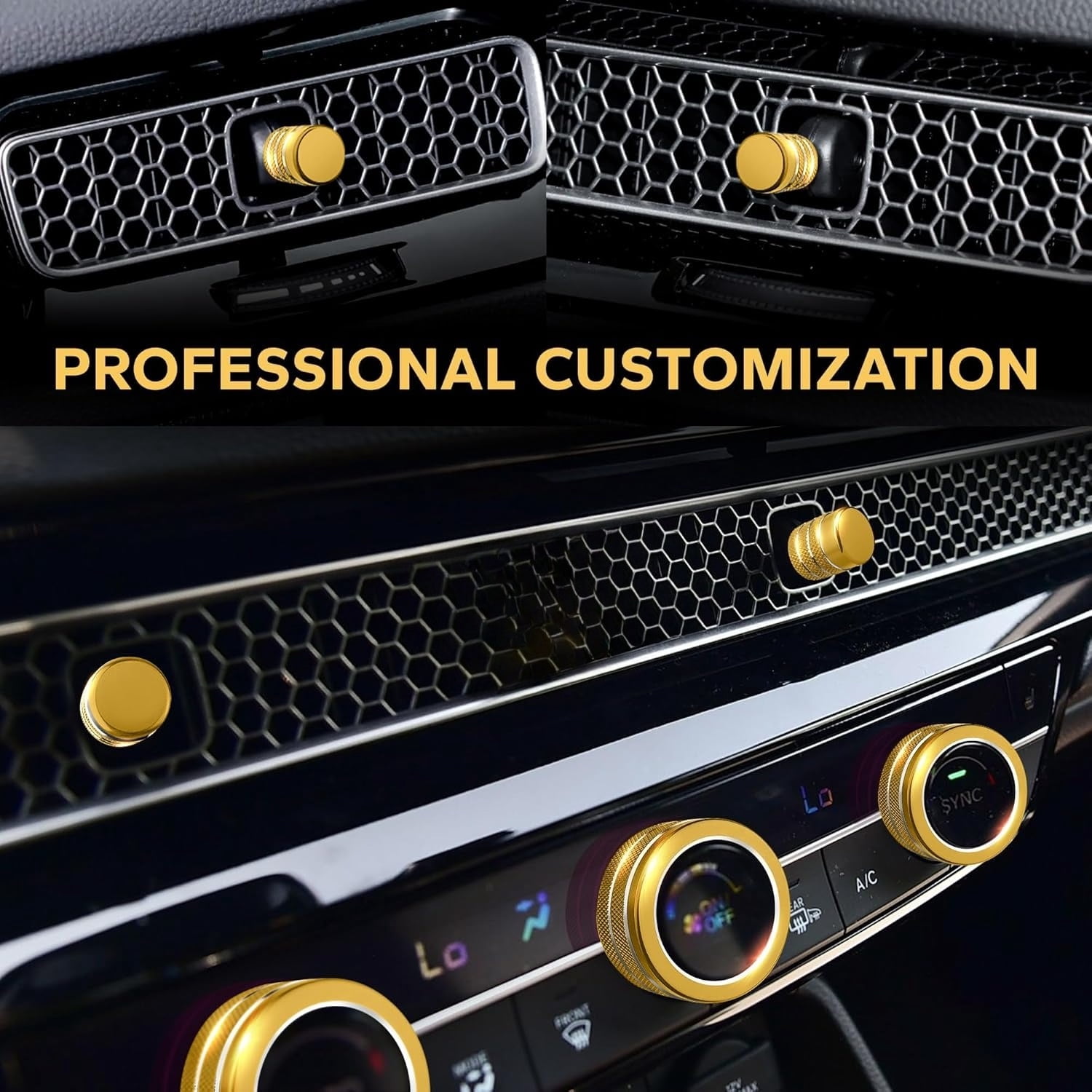 chasenew for Honda Civic 2022-2026 Accessories, CRV 2023-2026 & Acura Ingetra 2023-2025 (Fit 7" Screen/ 1 Audio Knob), 10pcs Knob Cover Kit - Push Start, Audio, AC & Air Vent (Gold)