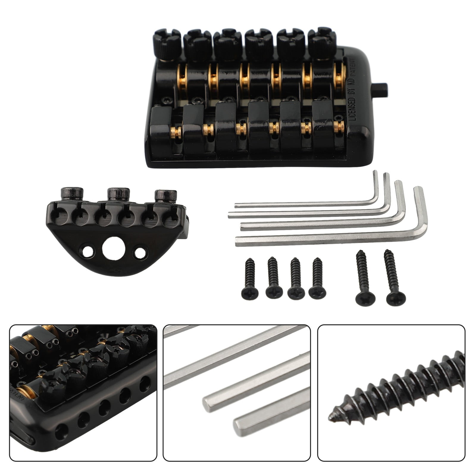 6String Fixed Bridge Saddle Headless Electric Guitar Bridge Tailpiece With Parts