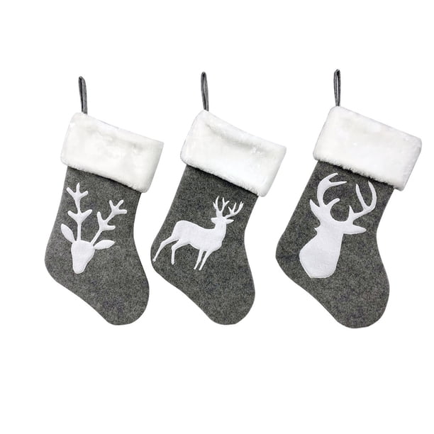 3pcs Medias de Navidad Coser Animales Adornos navideños Bolsas de dulces no tejidas decorativas Inevent HA000939-00B