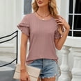 thumbnail image 6 of Diufon Summer Tops for Women Crew Neck Ruffle Short Sleeve Shirts Casual Loose Tunic Clothes, 6 of 7