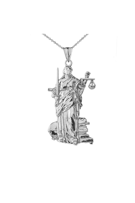 DESIGNER LADY JUSTICE PENDANT NECKLACE IN STERLING SILVER - Pendant with 20" chain