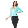 thumbnail image 2 of Women 3/4 Sleeve Solid Open Bolero Cropped Cardigan, 2 of 4