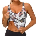 thumbnail image 4 of Haiem Vintage Butterflies Pattern Womens Sports Bra - U Neck Padded Low Impact Yoga Bra Workout Crop Top Gym Moisture-Wicking Workout Vest -Medium, 4 of 9