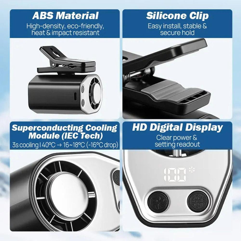 Clip on Fan for Car with LED Display, 360 Rotatable Personal Conditioner, USB Rechargeable Portable Fan with Long Battery Life for Vent, Office Desk, Home & Travel
