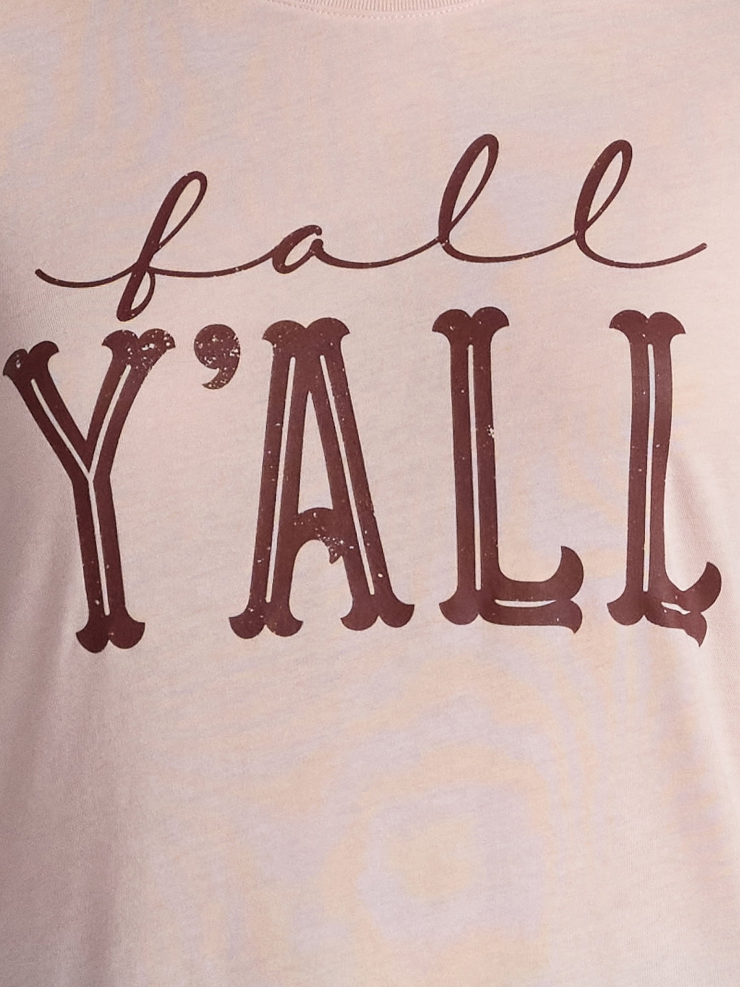 Positivitees Women's Fall Y'all Graphic Seasonal Fall Tee, Sizes S-XXXL