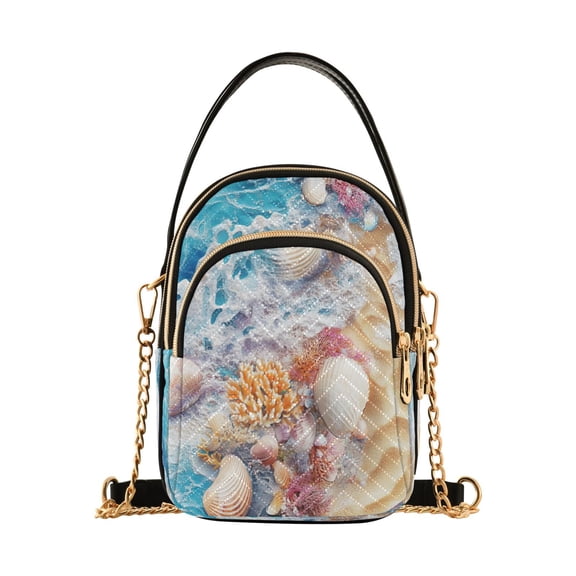 Cross Body Fashion Shoulder Waist Purse Bags Seashells Beach Art Pocket Handbags
