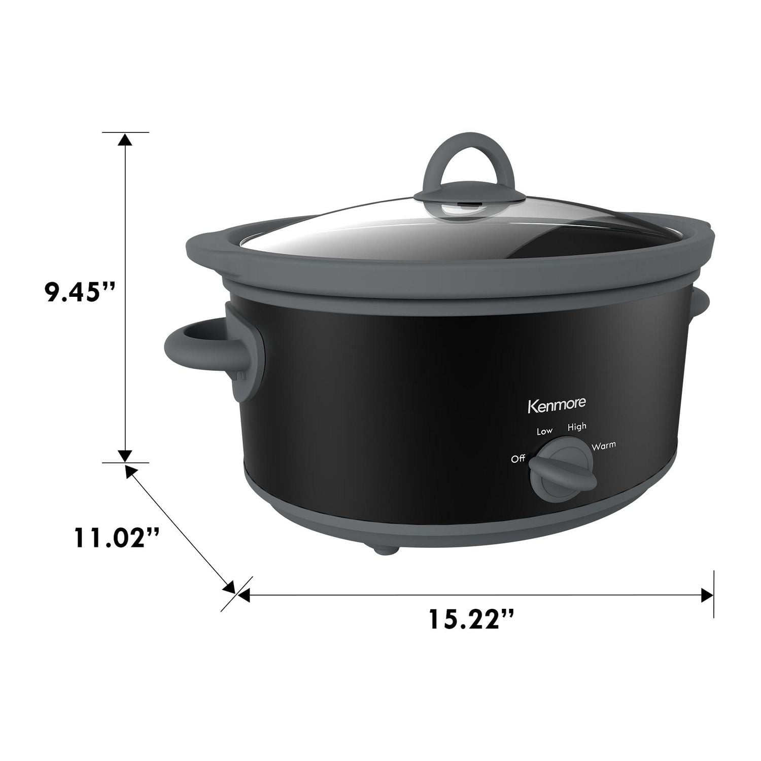 Kenmore 5 qt Slow Cooker (4.7L), Easy to Use with Dial Control, Black