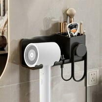 CxhicLuv Wall Mounted Hair Tool Organizer for Bathroom, No Drilling Storage Basket for Hair Dryer Flat Irons and Curling Tools, Rust Proof Waterproof Bathroom Counter Organizer, Gray/Black/White