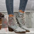 thumbnail image 6 of Women's Ethnic Embroidered Combat Boots Vintage Lace up Pointed Toe Chunky High Heel Short Dress Ankle Booties, 6 of 9