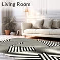 thumbnail image 2 of ODIKA 5'x7' Machine Washable Non-Slip Area Rug, Crosshatch with Diagonal Intersecting Bands High Traffic Rug, Black, 667583, 2 of 7