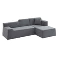 thumbnail image 6 of Miniyam Family 96" Sectional Couch, Easy-to-Carry Boxed Design, Built with Sturdy Comfort and Cozy Corduroy Fabric (Dark Gray, Right Facing), 6 of 8