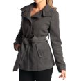 thumbnail image 3 of Alpine Swiss Bella Womens Belted Blazer Button Up Wool Coat Funnel Neck Jacket, 3 of 7
