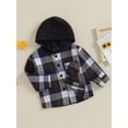 thumbnail image 4 of Canrulo Toddler Baby Boy Plaids Print Hooded Shirt Long Sleeve Button Closure Pocket Hoodie Tops Black 2-3 Years, 4 of 9