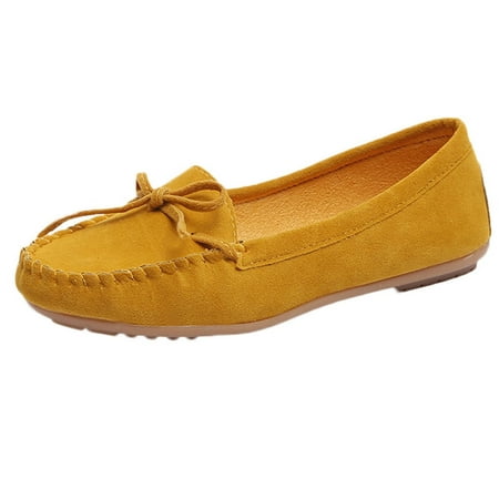 

casual shoes for Women Casual Shoes Shoes SlipOn Suede Shoes Flat Leisure Single Round Toe Women Women s Casual Shoes PU Dress Sandals for Women Yellow
