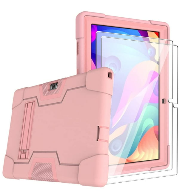 Mignova for Vankyo matrixpad s30 10 Inch Case,Hybrid Heavy Duty Shockproof Rugged Protective Case with Stand for Vankyo MatrixPad S30 10 Inch+Tempered Glass Screen Protector (Rose Gold, 2 Pack)