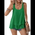 thumbnail image 1 of Camiseta Sin Mangas Holgada con para Mujer, Cuello Redondo, Sin Mangas, Blusas Informales para Vacaciones, Verde, Talla L, 1 of 9