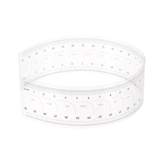 Uxcell Flexible Ruler 30cm 0.1mm Scale with R Angle PET Plastic Covered Thickened Film Straight Ruler