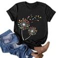 thumbnail image 6 of Jamsmile Women T-Shirts Crop Tops Dandelion Print Casual Loose O-Neck Letter T Shirts Tops Short Sleeves Oversize Tee Shirts, 6 of 8