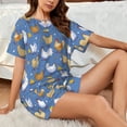 thumbnail image 6 of Bixox Women's Chicken Family Printed Pajama Set 2 Piece Lounge Set Top and Shorts Soft Pajamas, Shorts with Pockets, 6 of 7
