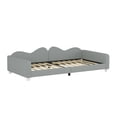 thumbnail image 6 of Twin Size Floor Daybed, Sherpa Upholstered with Cloud-Shaped Backrest, Wood Low Bed Frame for Bedroom & Guest Room, No Box Spring Required, Gray, 6 of 9
