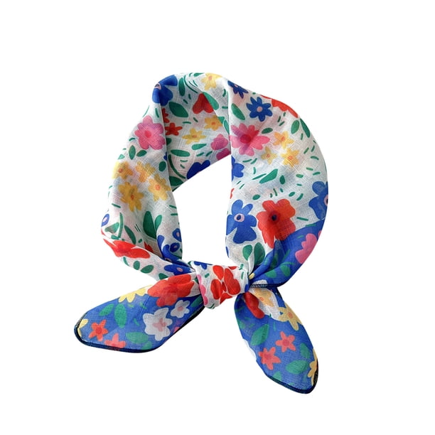 Bufandas de algodón y lino para mujer, bufanda pequeña de seda, bufanda con motivos literarios y temperamento, flores y pétalos, pañuelo decorativo para el cabello para mujer.