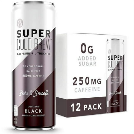Kitu Super Coffee, Cold Brew Unsweetened Black Coffee, 12 Pack, 11 fl oz
