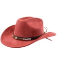 thumbnail image 4 of Men and Women's Classic Western Rolled-up Vegan Suede Decent Adjustable Drawstring Cowboy Cowgirl Hat Halloween Accessory, 4 of 4