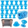 thumbnail image 1 of 40Pcs Magic Hair Rollers Set - 20 Large + 20 Small Silicone Curlers (Blue) with Hairnet, Heatless Hair Styling Tools, 1 of 6