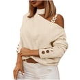thumbnail image 1 of Qepwscx Blouse à Manches Longues pour Femmes à Imprimé Floral avec Col Roulé et une Épaule, 1 of 5