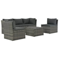 vidaXL Patio Lounge Set Garden Outdoor Sofa with Cushions 4 Piece PE Rattan