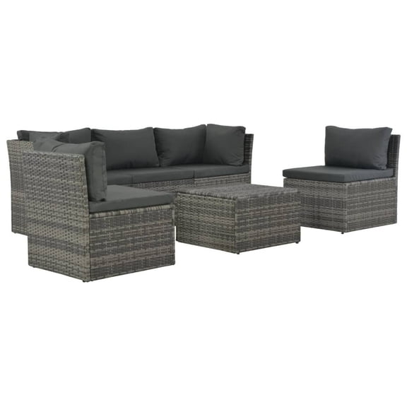 vidaXL Patio Lounge Set Garden Outdoor Sofa with Cushions 4 Piece PE Rattan