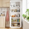 thumbnail image 2 of Homieasy Pantry Storage Cabinet, 79.7'' Tall Freestanding Kitchen Storage Cabinet with Glass Doors and Adjustable Shelves, Off-White, 2 of 7