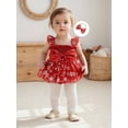 thumbnail image 4 of Miaouyo Infant Baby Girl Christmas Outfit 0 3 6 9 12 18 Months Sleeveless Stars Bows Tulle Patchwork Romper Dress with Hairband, 4 of 9